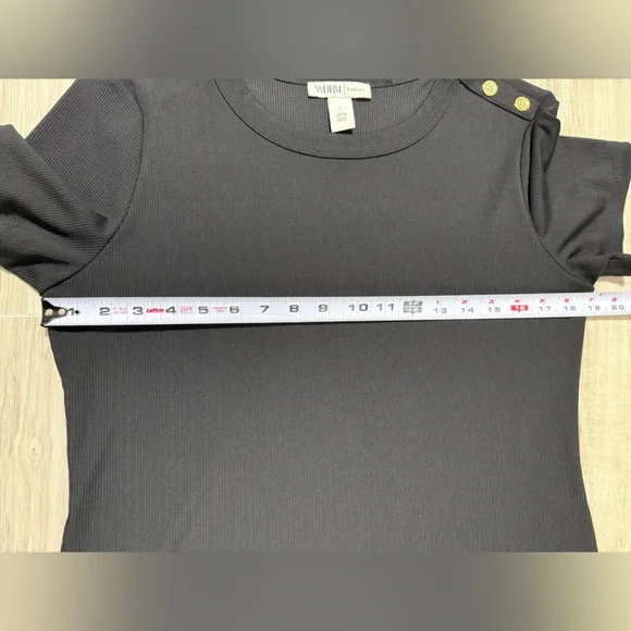 White House Black Market Black Button-Accent Tee - Picture 6 of 8